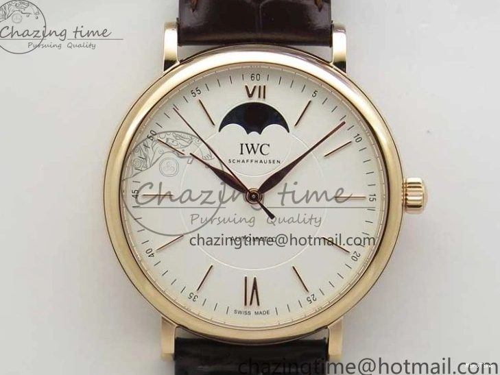 MIROTIME 0415 Stylish Portofino IW459402 RG MKS 1:1 Best Edition White Dial on Brown Leather Strap Miyota 7084